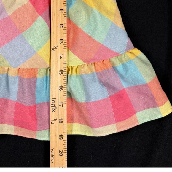 Bonnie Jean Toddler Girl 2T Pastel Rainbow Gingham Ruffle Dress Cottagecore - Picture 5 of 6